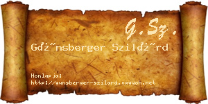 Günsberger Szilárd névjegykártya